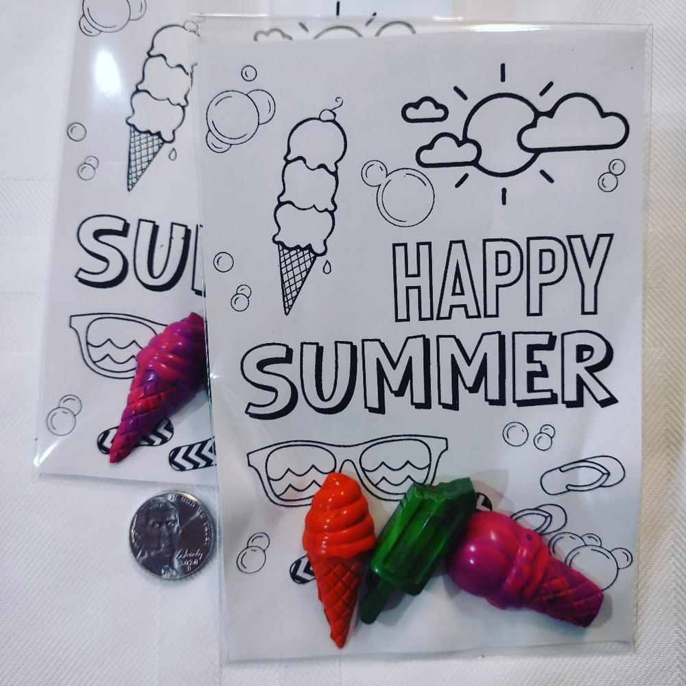 End of the school year class gift sets custom crayons & coloring page